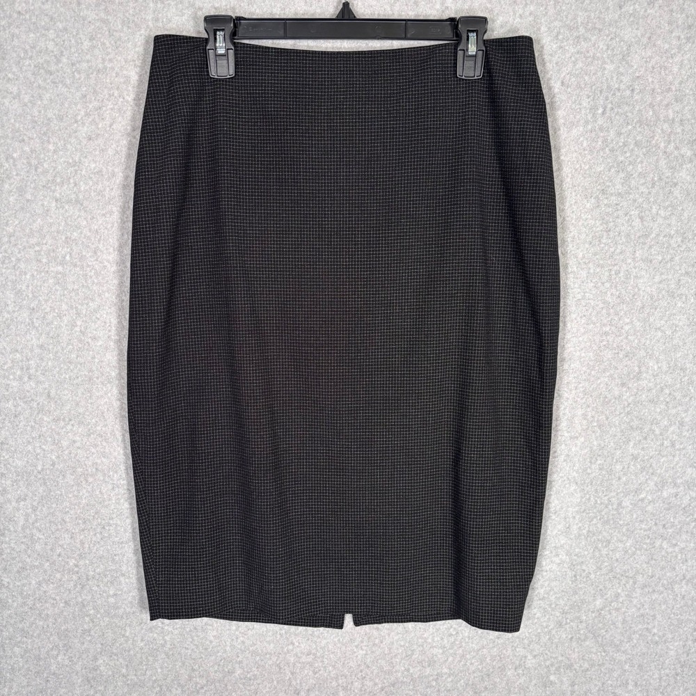 The Limited Pencil Skirt 12 Black Grid Print Knee Length Stretch Minimalist Suit